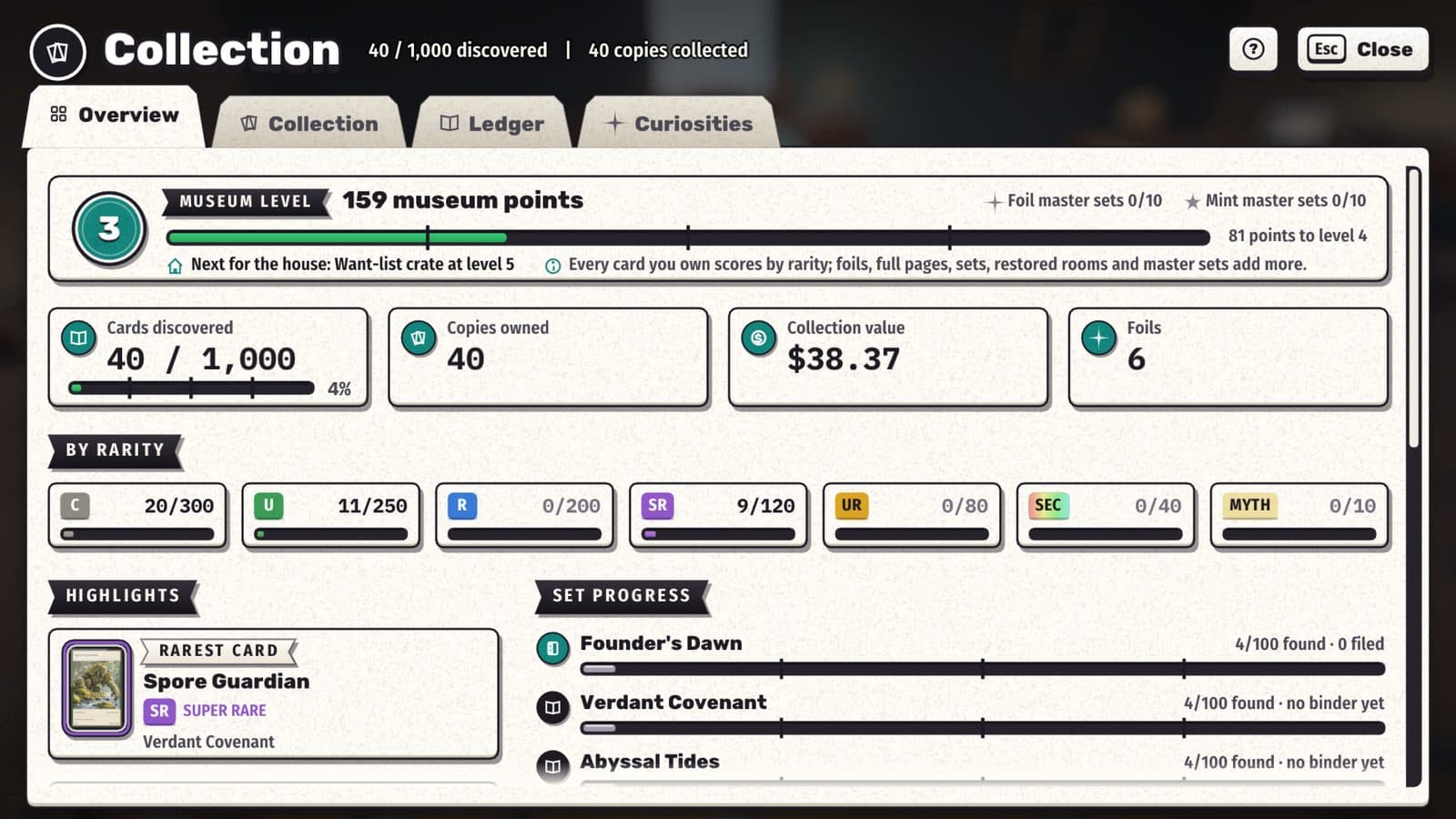 The collection overview